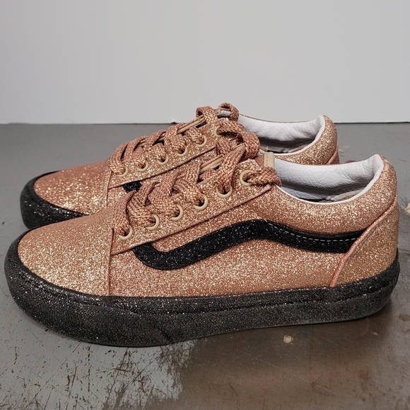 Vans Kids Unisex Off The Wall Skateboard Shoes Youth Size 3 Gold Glitter 508357 - Picture 6 of 9